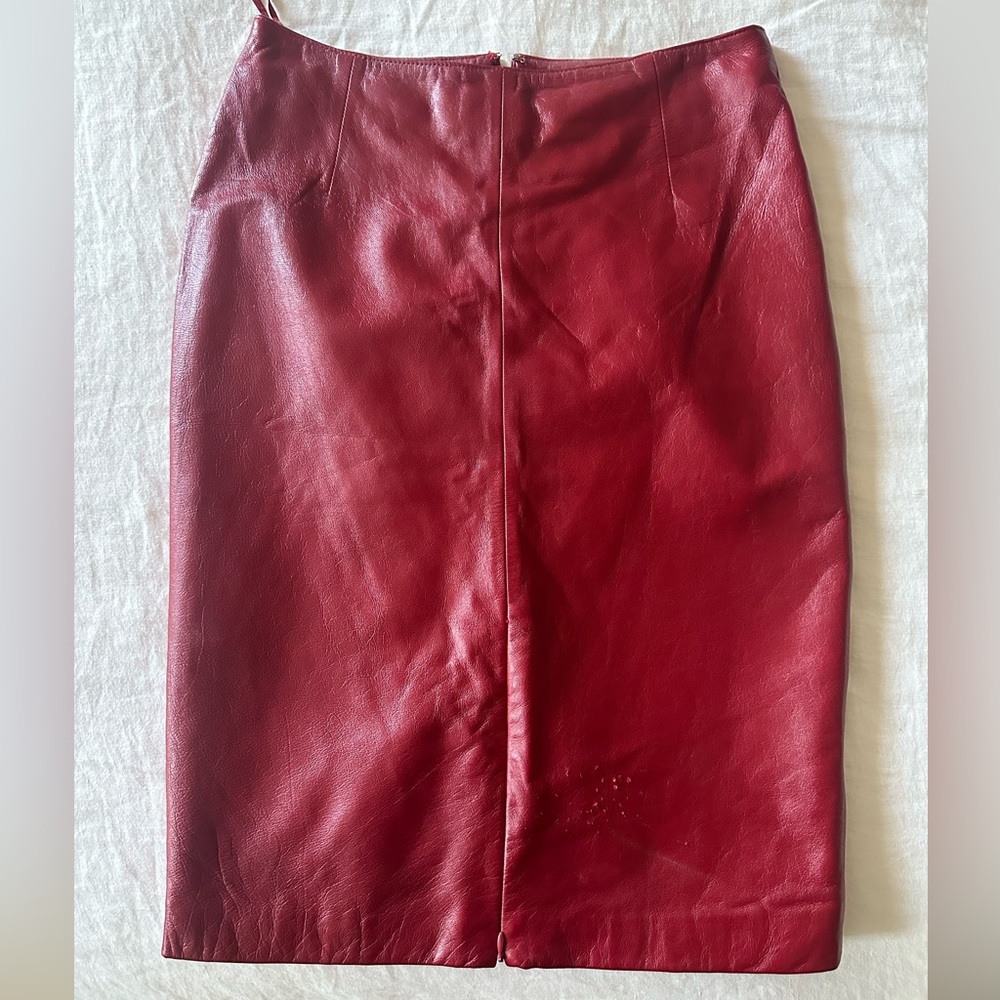 Vintage red leather skirt